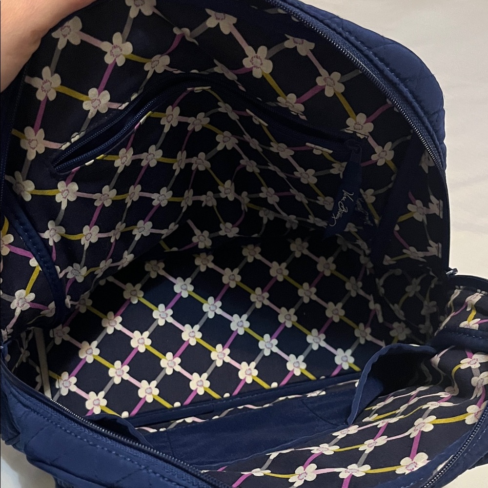 Vera Bradley Quilted Navy Shoulder Bag with Front Pocket - Picture 4 of 8